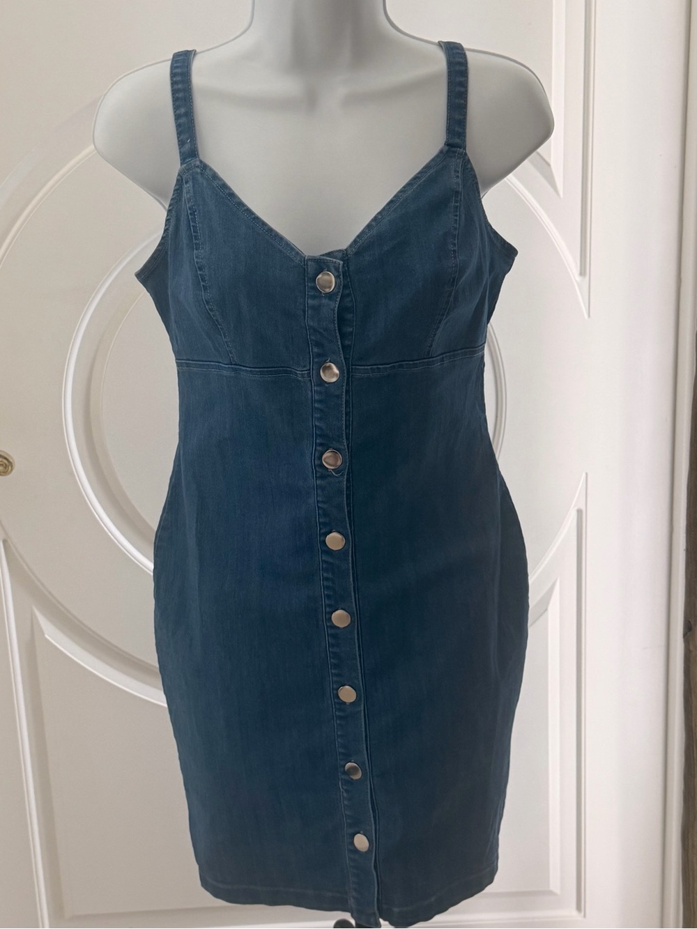 Iris Women's Indigo Denim Button-Front Dress Size S